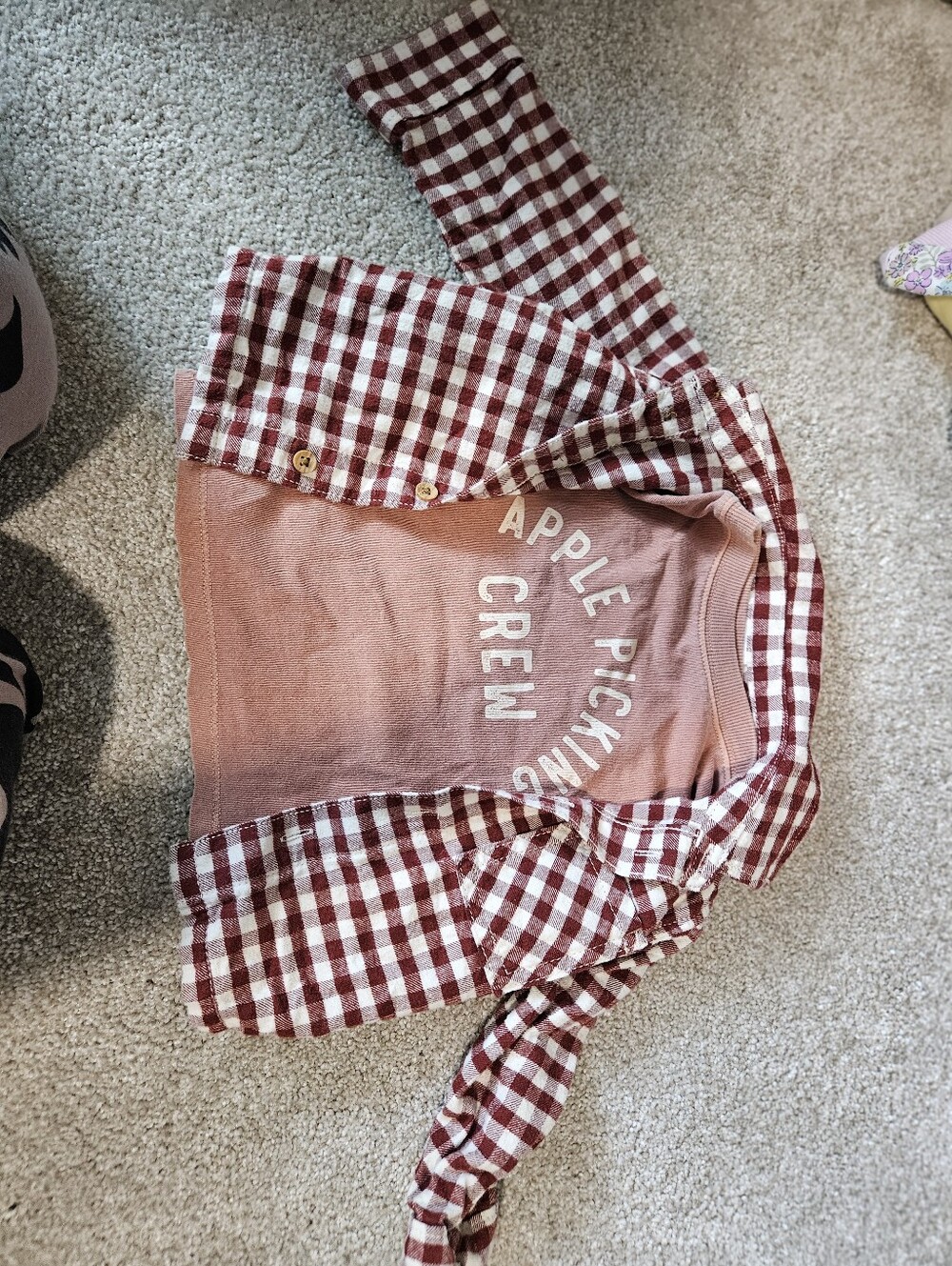 LC Lauren Conrad "Apple Picking Crew" Long Sleeve Tee & Red Flannel 100% Cotton